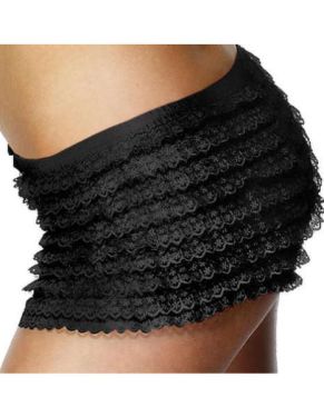 Ladies Fancy Dress Ruffle Lace Panties - Black